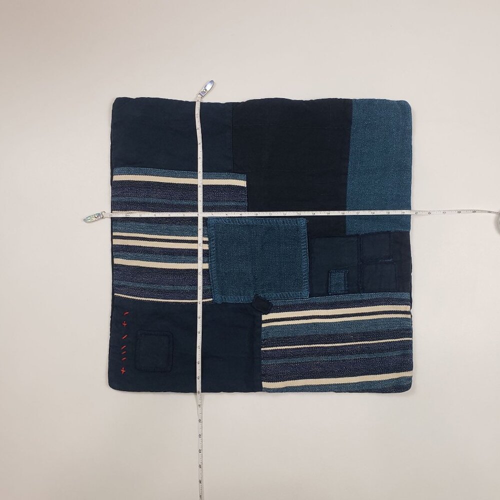 Ralph Lauren Stover Artisan Linen Patchwork Throw Pillow Cover Only 20x20 Blue - Picture 6 of 16